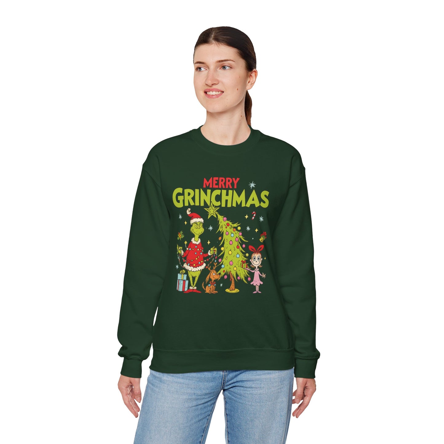 Merry Grinchmas Sweatshirt – Cute Grinch Christmas Tree Holiday Sweater