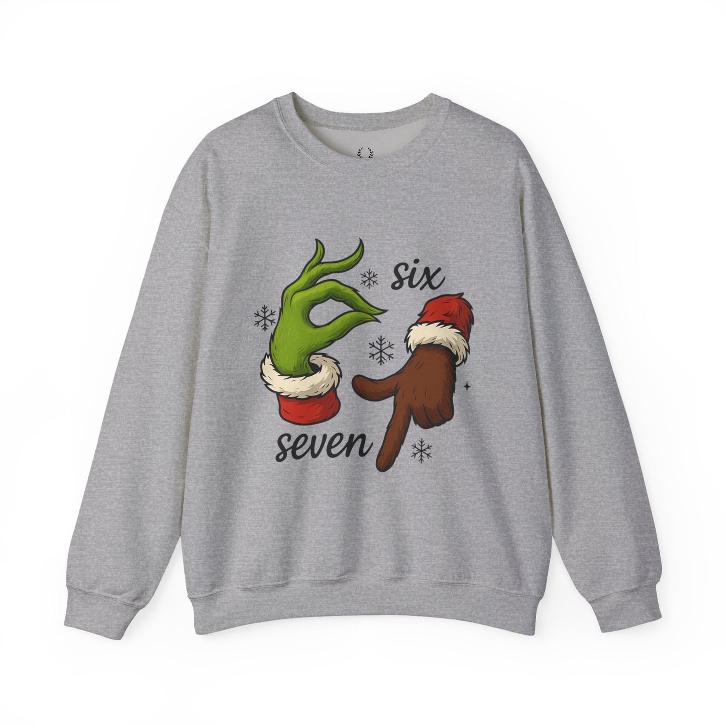 Six Seven Christmas Sweatshirt – Funny Grinch Hand Holiday Crewneck