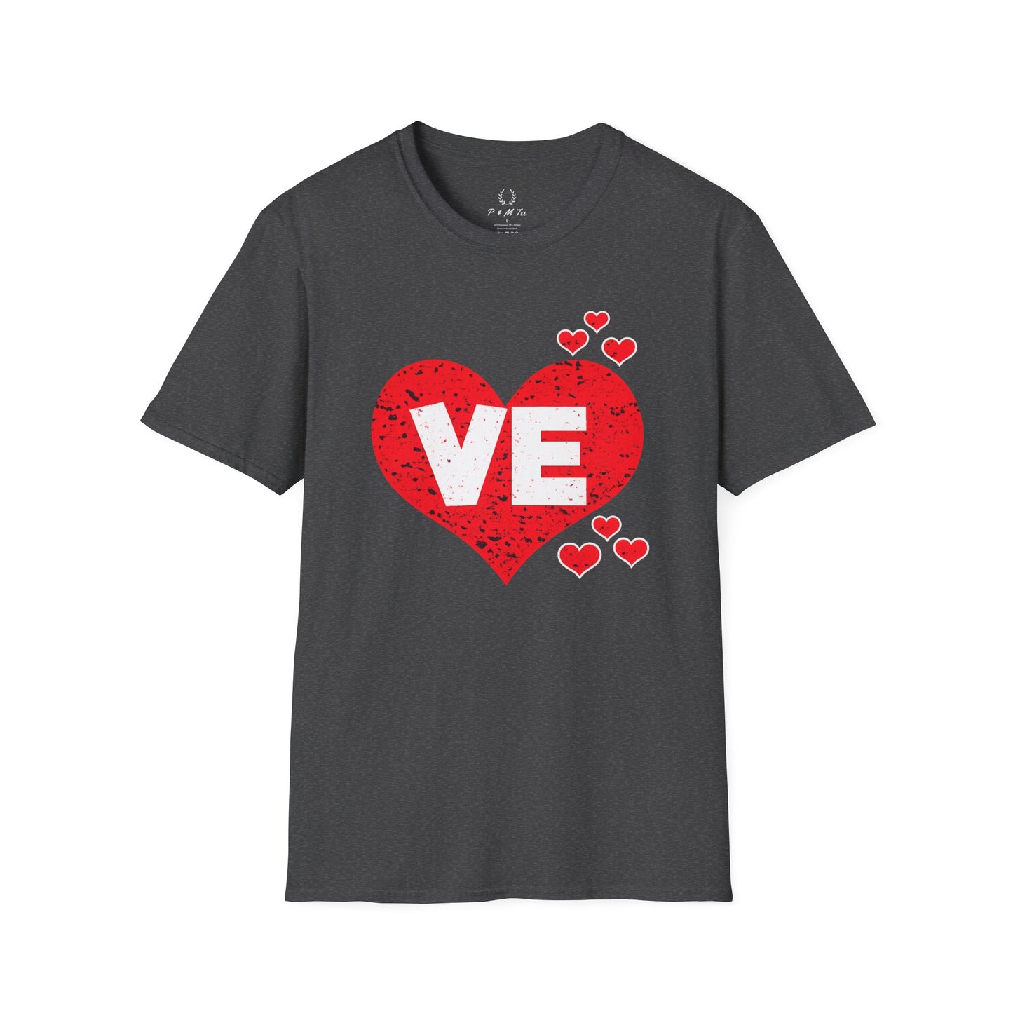 Love Heart T-Shirt — "VE" Red Heart Valentine Tee