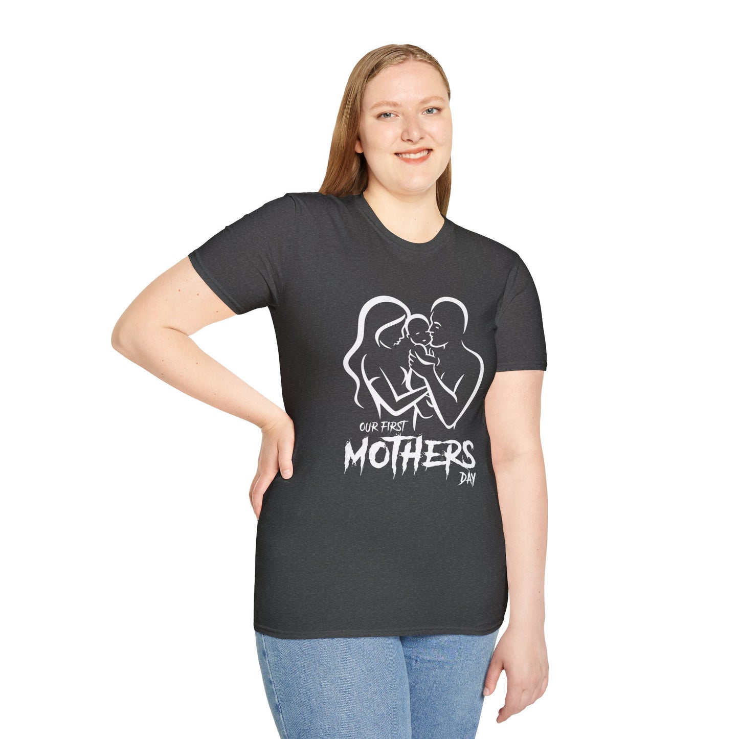 Mother’s Day First Family T-Shirt — “Our First Mothers Day” Baby Celebration Tee
