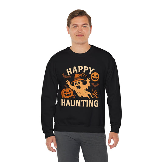 Halloween Ghost Crewneck Sweatshirt | Cozy Ghost Sweatshirt | Fall Fashion | Happy Haunting Apparel | Unisex Halloween Wear | Spooky Season Gift