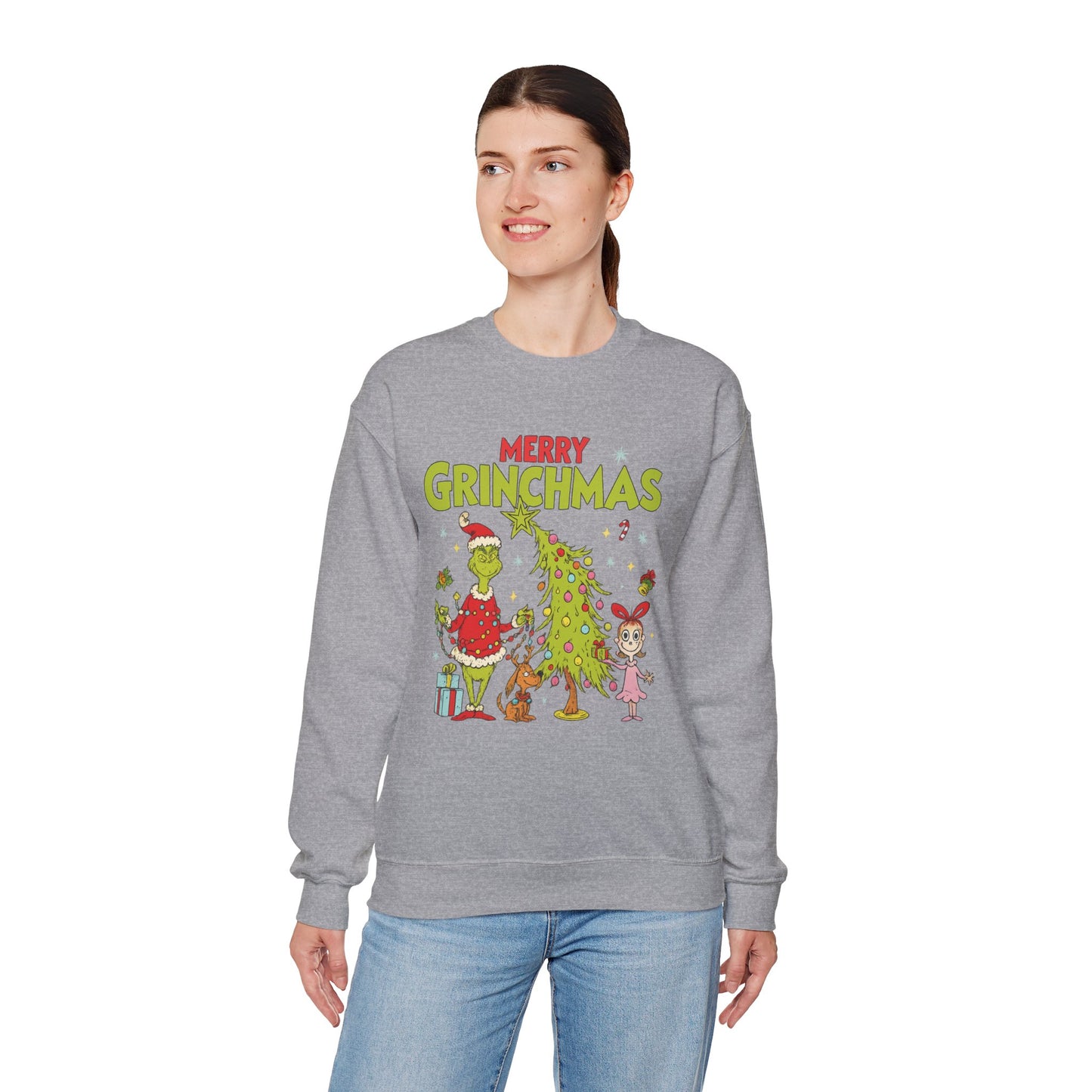 Merry Grinchmas Sweatshirt – Cute Grinch Christmas Tree Holiday Sweater
