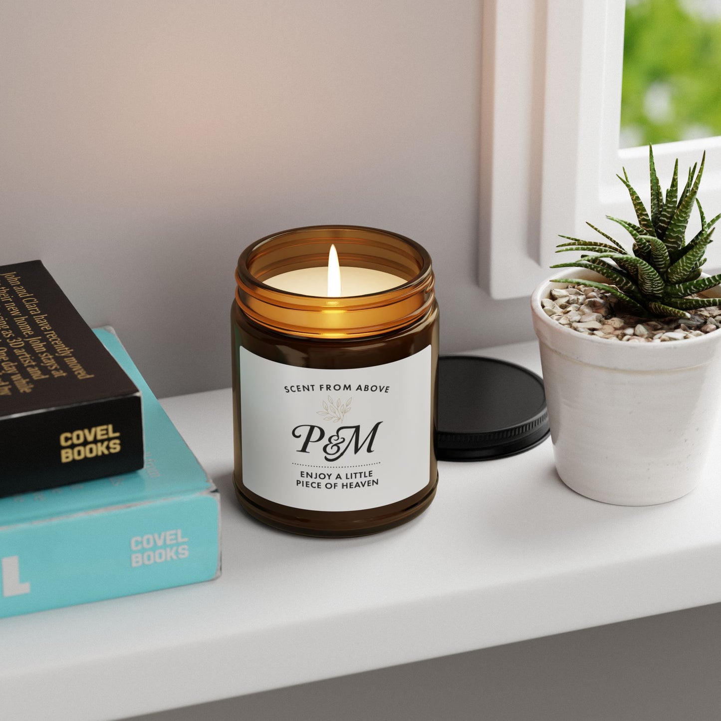 Custom Scented Candle Gift – Amber Jar Soy Candle for Teacher, Nanny, or Loved One – Natural Fragrance & Self-Care