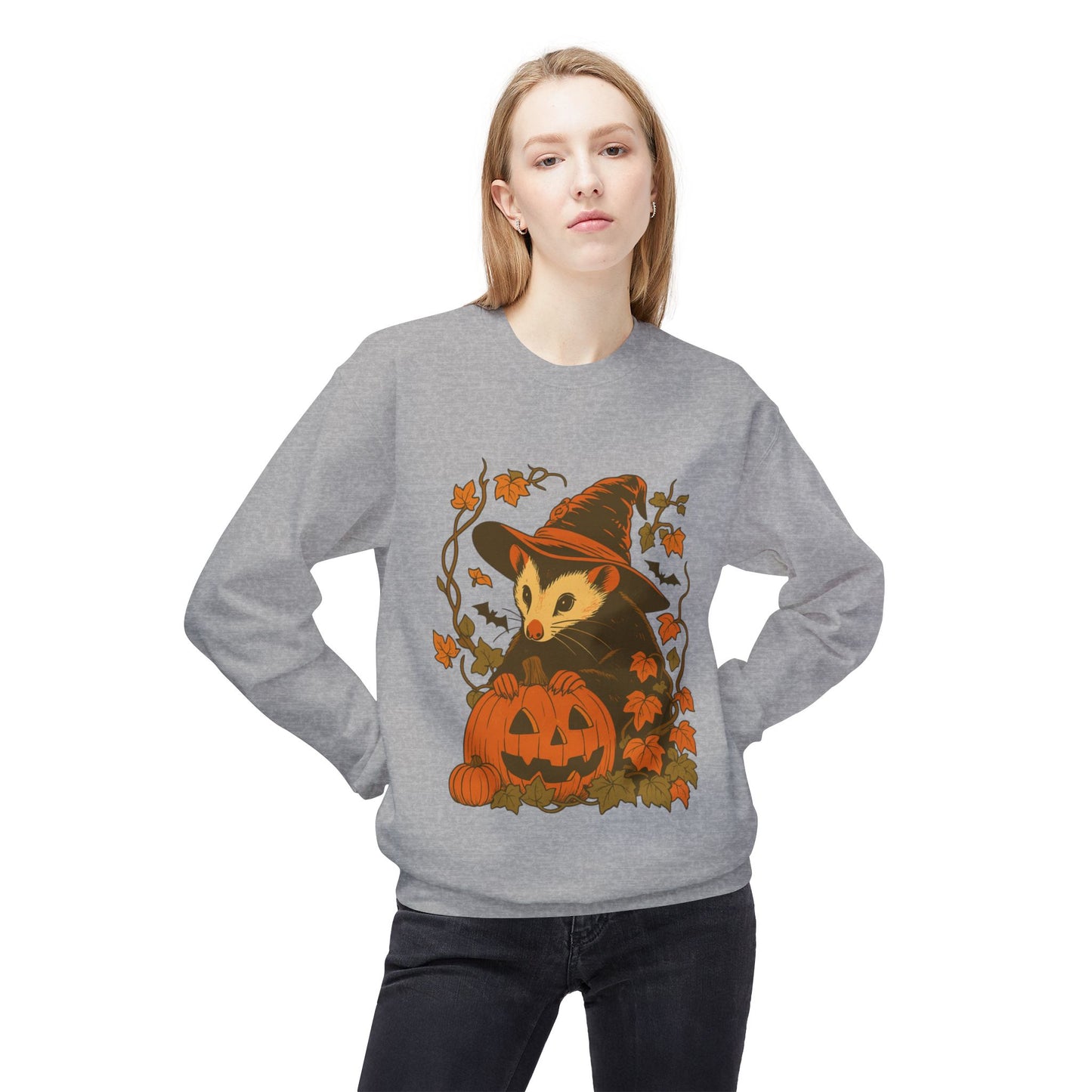 Opossum Halloween Fleece Sweatshirt | Cute Spooky Season Goblincore Sweater