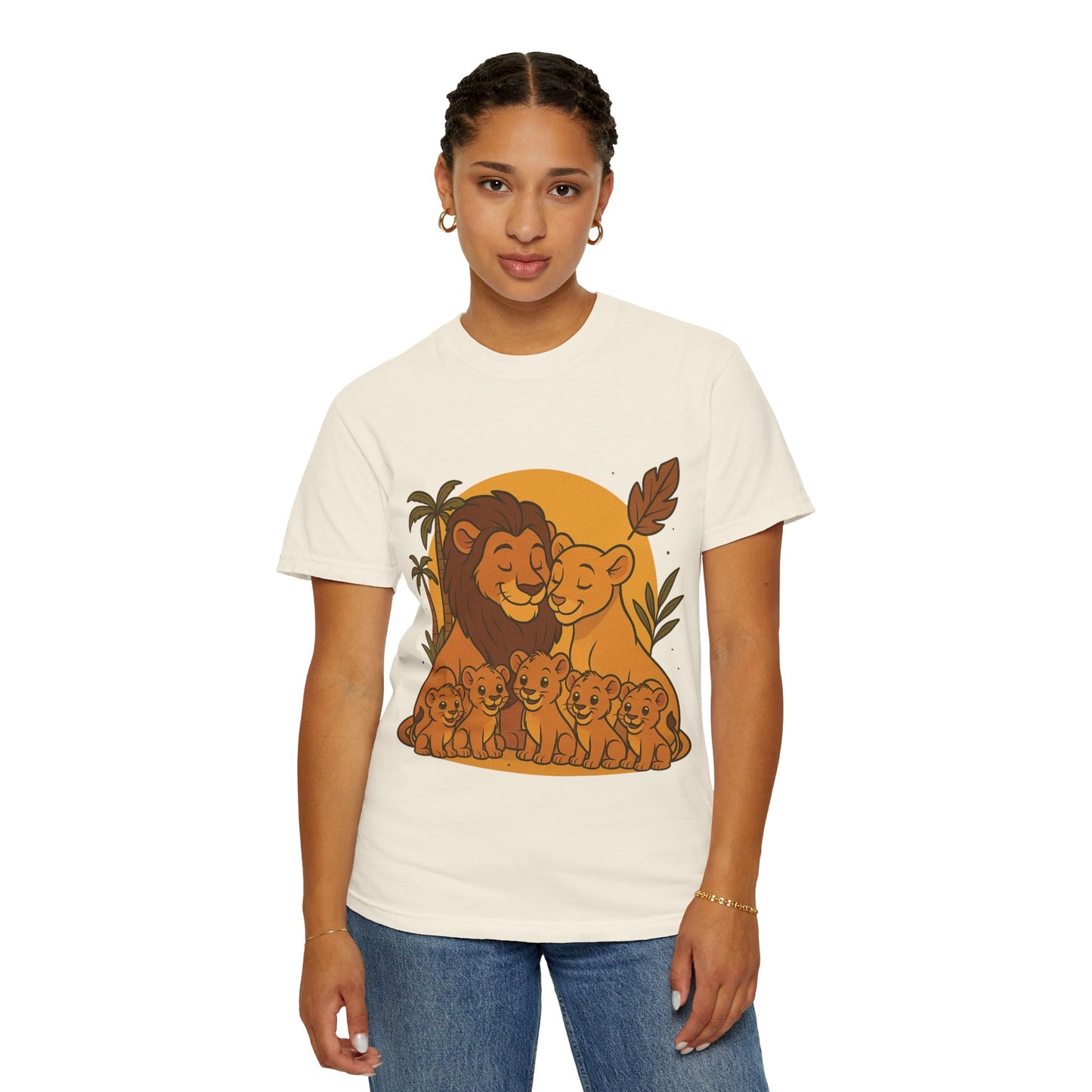 Lion Family T-Shirt – Mom, Dad & 5 Cub | Lion Pride Family Design | Mufasa| Cute Safari Jungle Tee