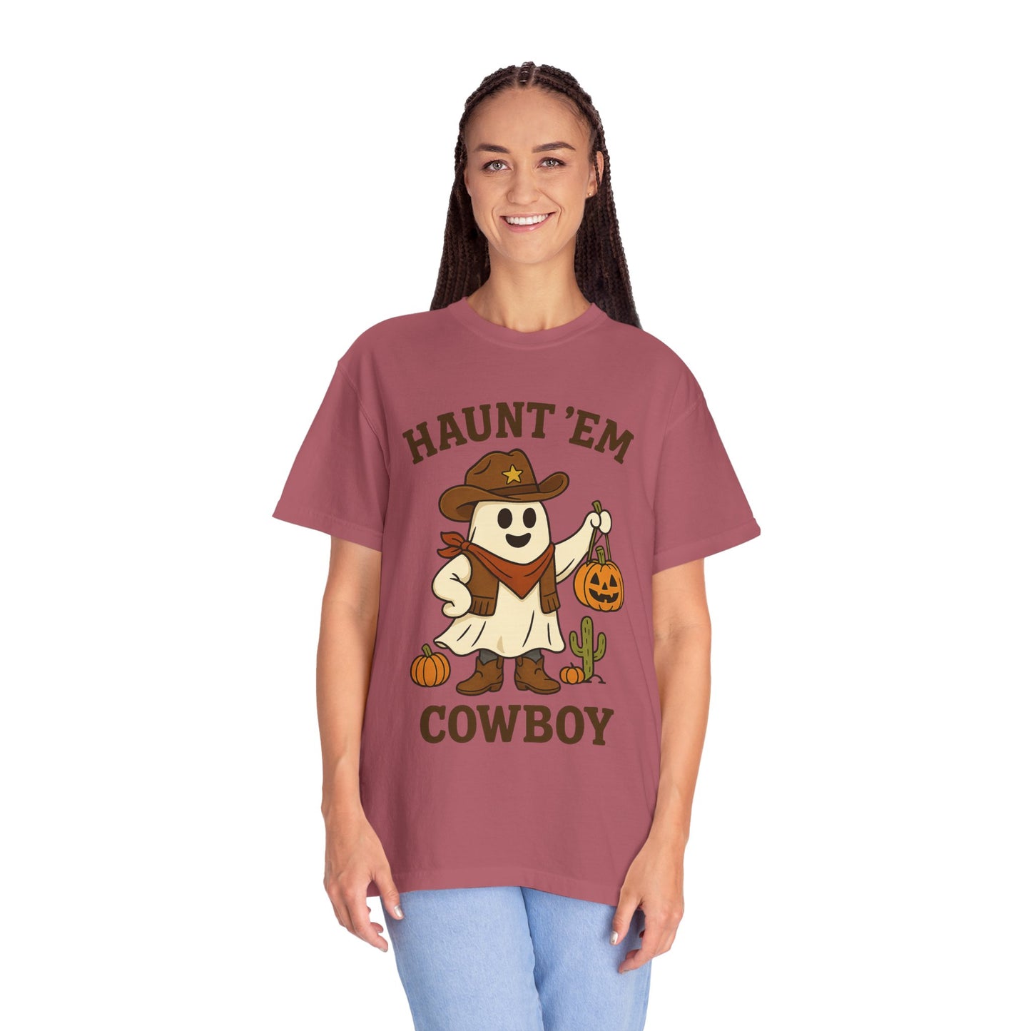 Halloween Cowboy T-Shirt, Unisex Tee, Fall Outfit, Festive Apparel, Pumpkin Costume, Haunt 'Em