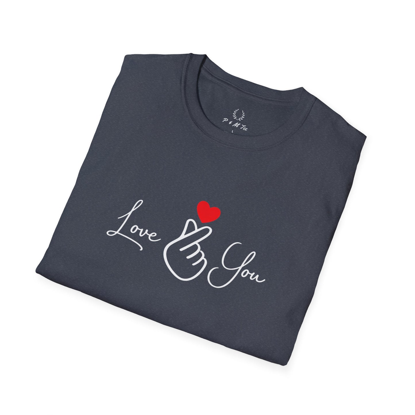 Love You Finger Heart T-Shirt | Cute Korean Heart Sign Couple & Valentine Tee
