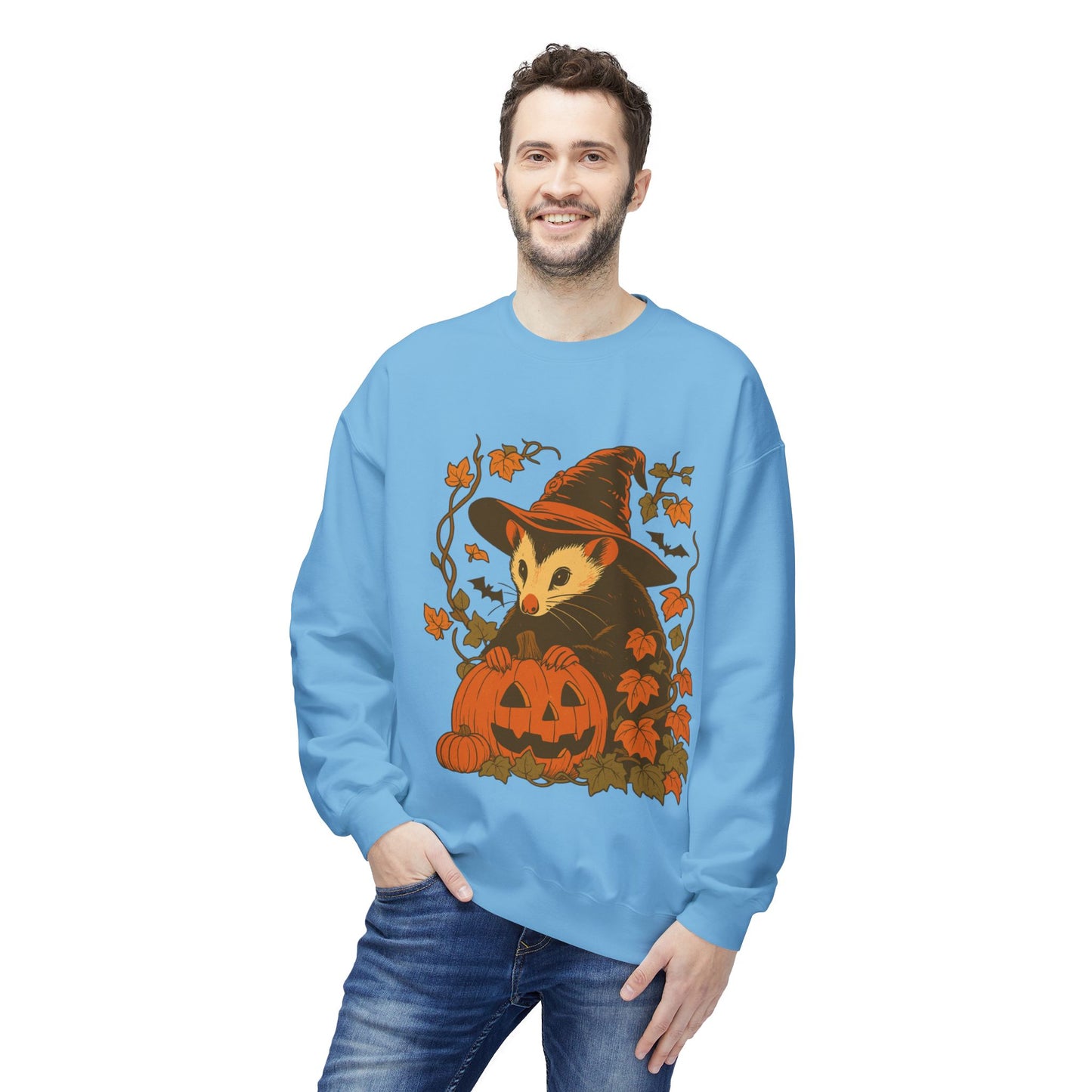 Opossum Halloween Fleece Sweatshirt | Cute Spooky Season Goblincore Sweater