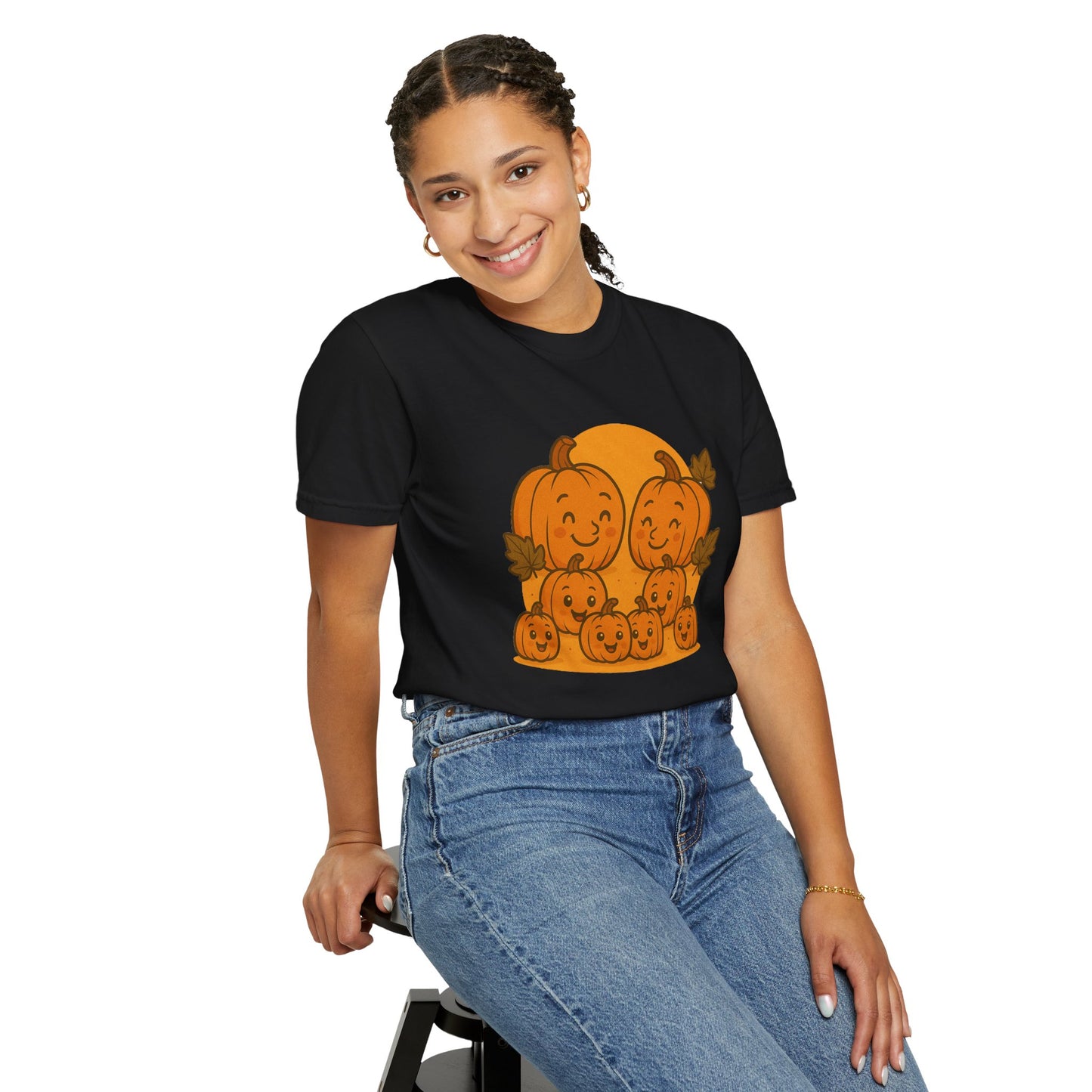 Cute Pumpkin Family T-Shirt with Six Baby Pumpkins – Fall Harvest Graphic Tee, Autumn Thanksgiving Shirt