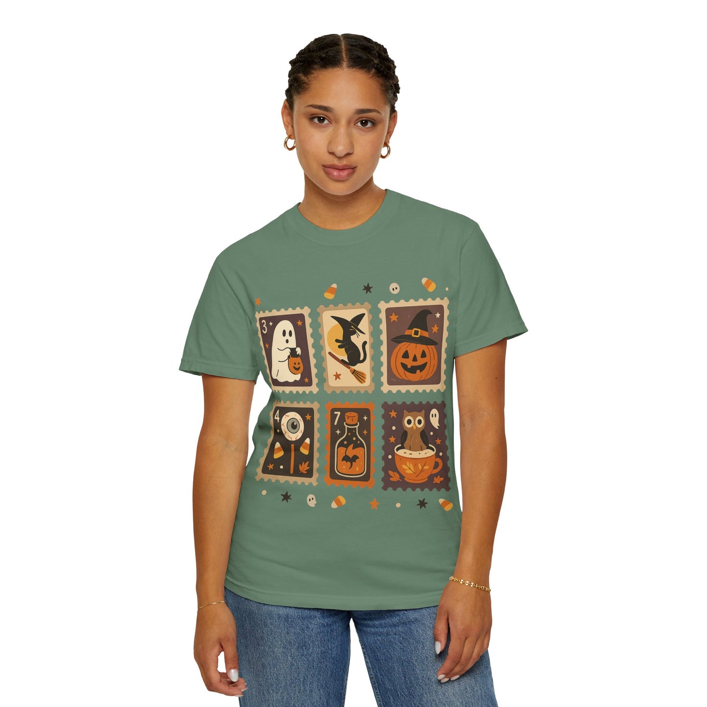 Spooky Ghost & Pumpkin Halloween T-Shirt, Comfort Colors Retro Tee, Fall Outfit Costume Gift, Women's Men's Kids, Pumpkin Season Shirt, Cute