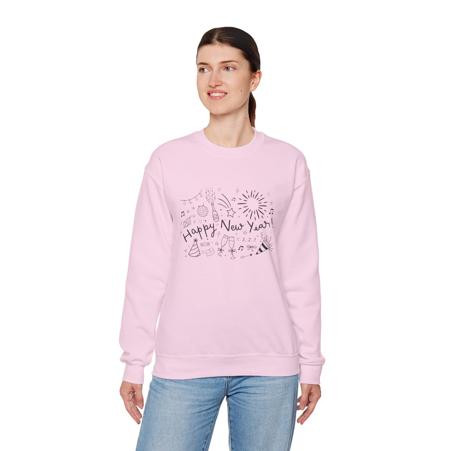 Happy New Year Sweatshirt | Festive Doodle Art | New Year Celebration Pullover