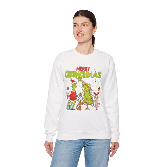 Merry Grinchmas Sweatshirt – Cute Grinch Christmas Tree Holiday Sweater