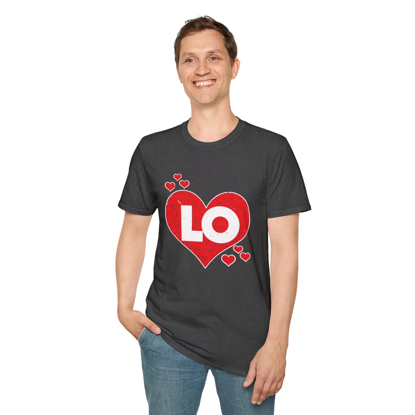 Love Heart T‑Shirt — Red Heart “LO” Graphic Tee for Valentine’s & Couples