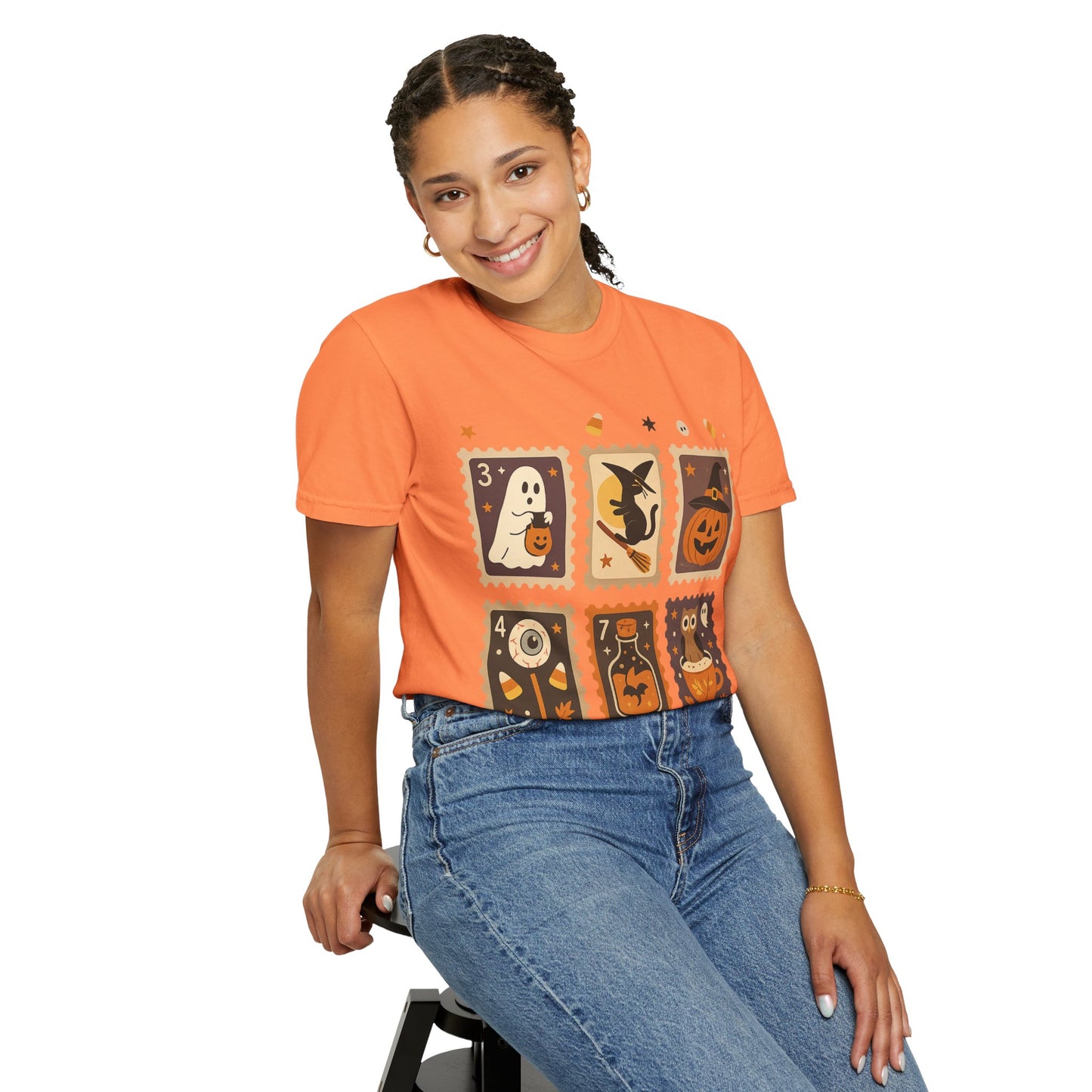 Spooky Ghost & Pumpkin Halloween T-Shirt, Comfort Colors Retro Tee, Fall Outfit Costume Gift, Women's Men's Kids, Pumpkin Season Shirt, Cute