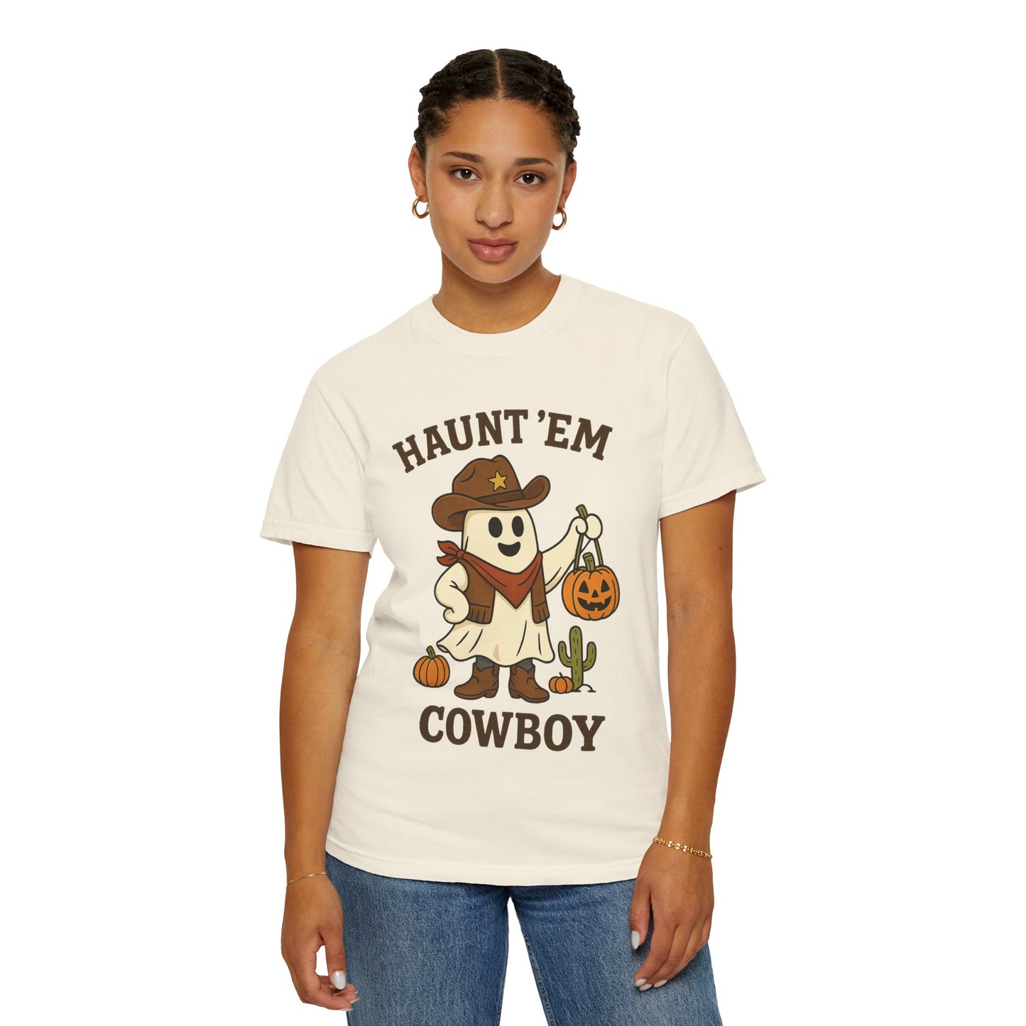 Halloween Cowboy T-Shirt, Unisex Tee, Fall Outfit, Festive Apparel, Pumpkin Costume, Haunt 'Em