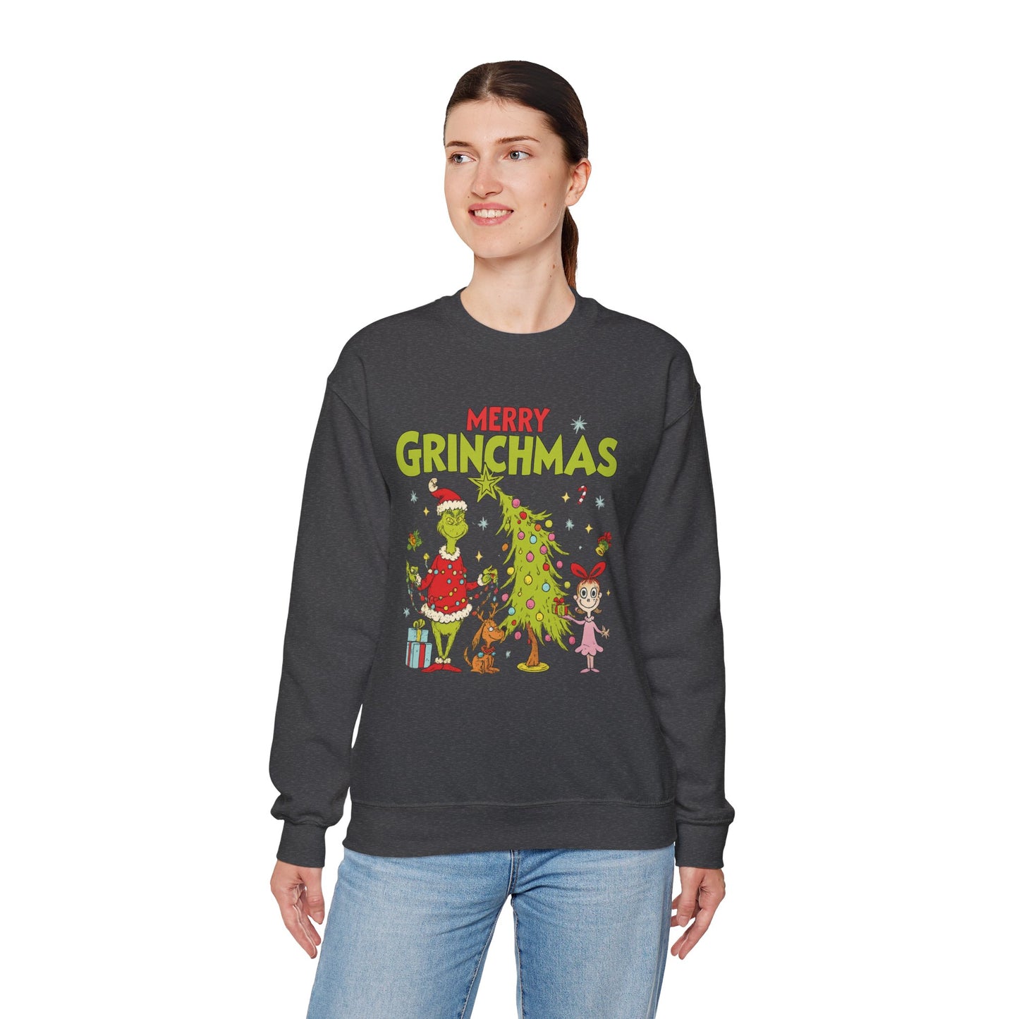 Merry Grinchmas Sweatshirt – Cute Grinch Christmas Tree Holiday Sweater