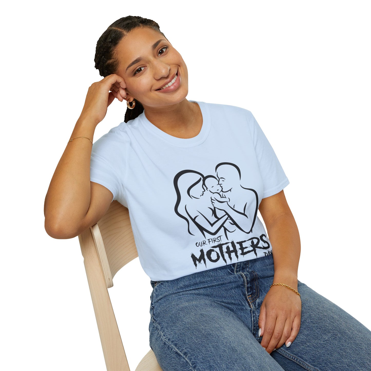 Mother’s Day First Family T-Shirt — “Our First Mothers Day” Baby Celebration Tee