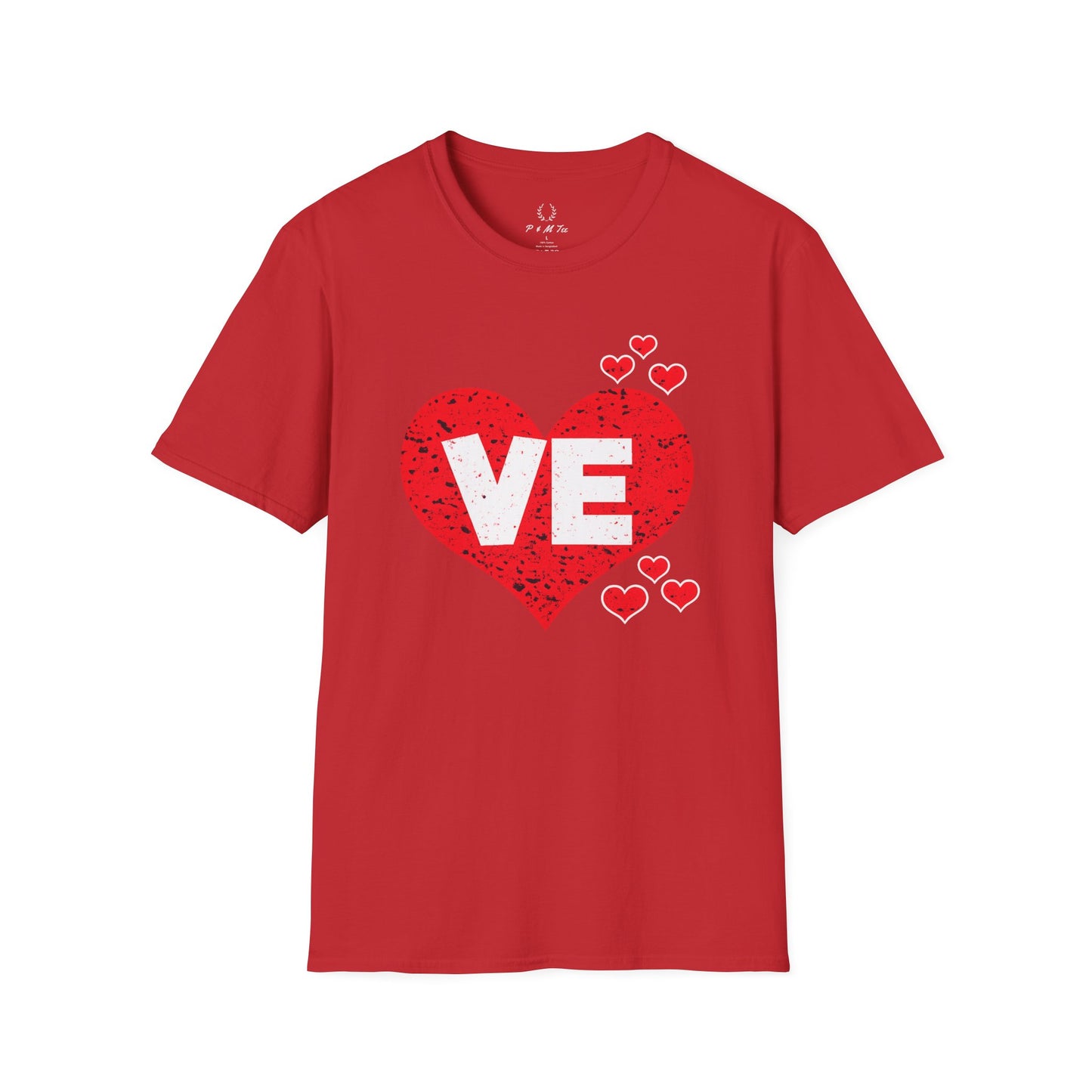 Love Heart T-Shirt — "VE" Red Heart Valentine Tee