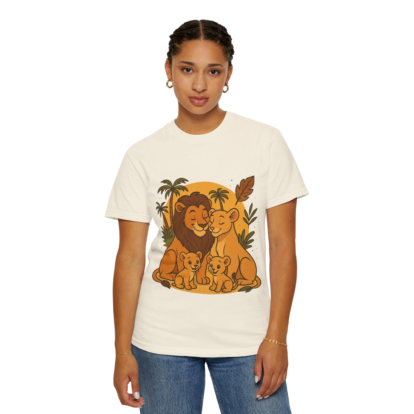 Lion Family T-Shirt – Mom, Dad & 2 Cub | Lion Pride Family Design | Mufasa| Cute Safari Jungle Tee