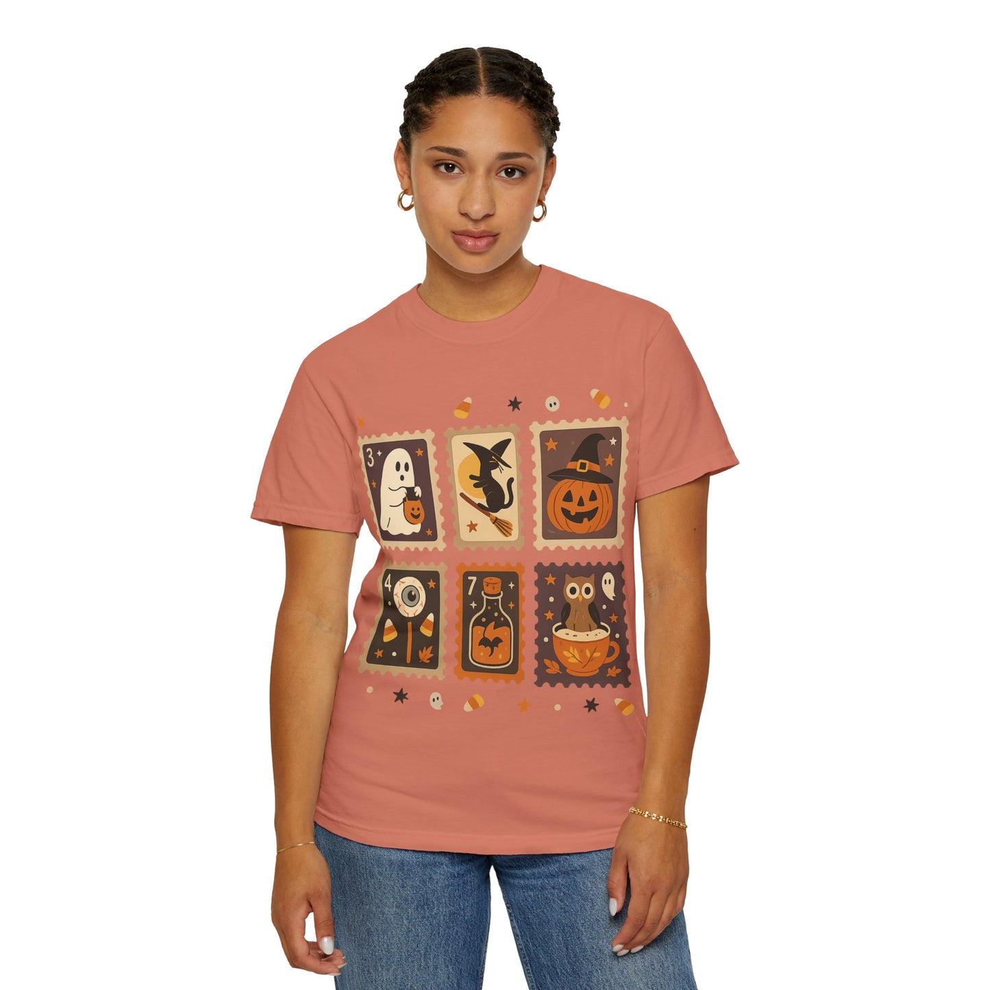 Spooky Ghost & Pumpkin Halloween T-Shirt, Comfort Colors Retro Tee, Fall Outfit Costume Gift, Women's Men's Kids, Pumpkin Season Shirt, Cute