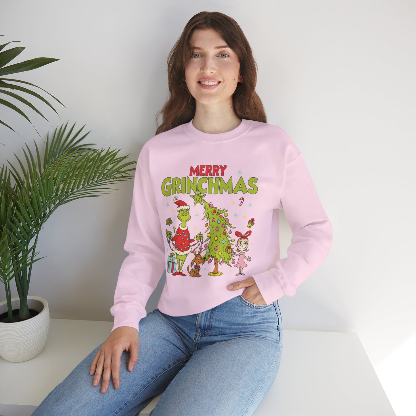 Merry Grinchmas Sweatshirt – Cute Grinch Christmas Tree Holiday Sweater