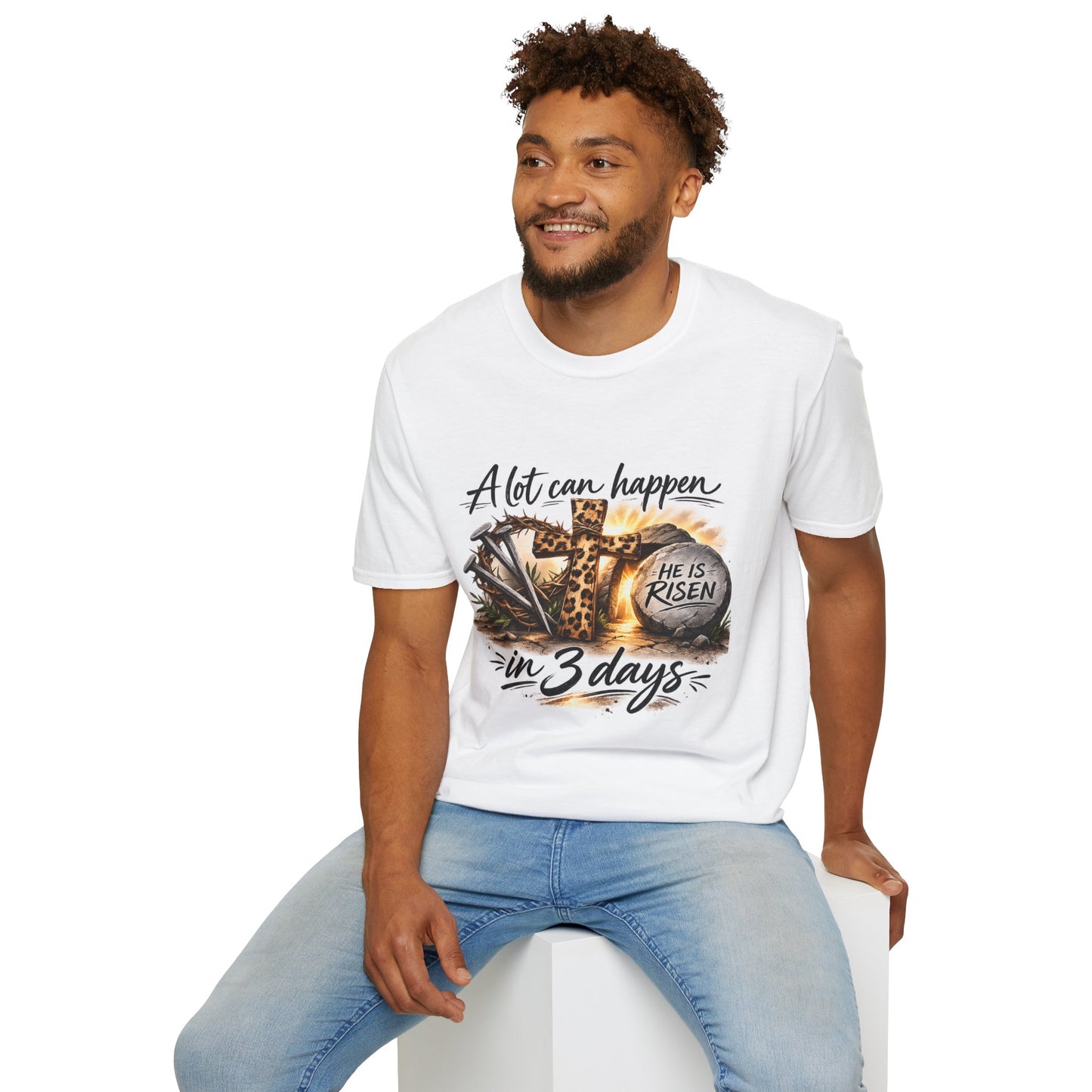 A Lot Can Happen in 3 Days Shirt | He Is Risen Easter Shirt | Christian Easter T-Shirt | Faith Cross Shirt | Religious Graphic Tee