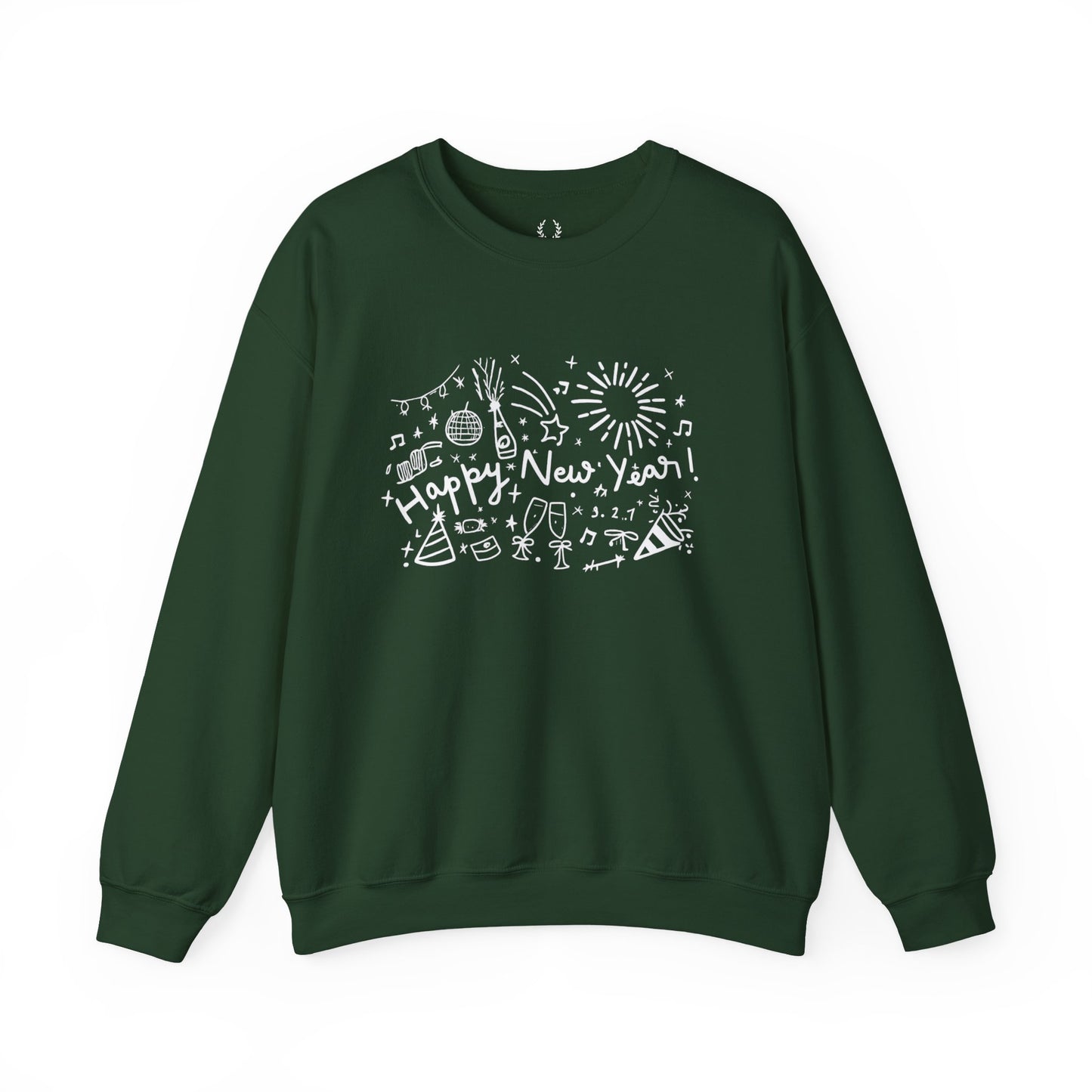 Happy New Year Sweatshirt | Festive Doodle Art | New Year Celebration Pullover
