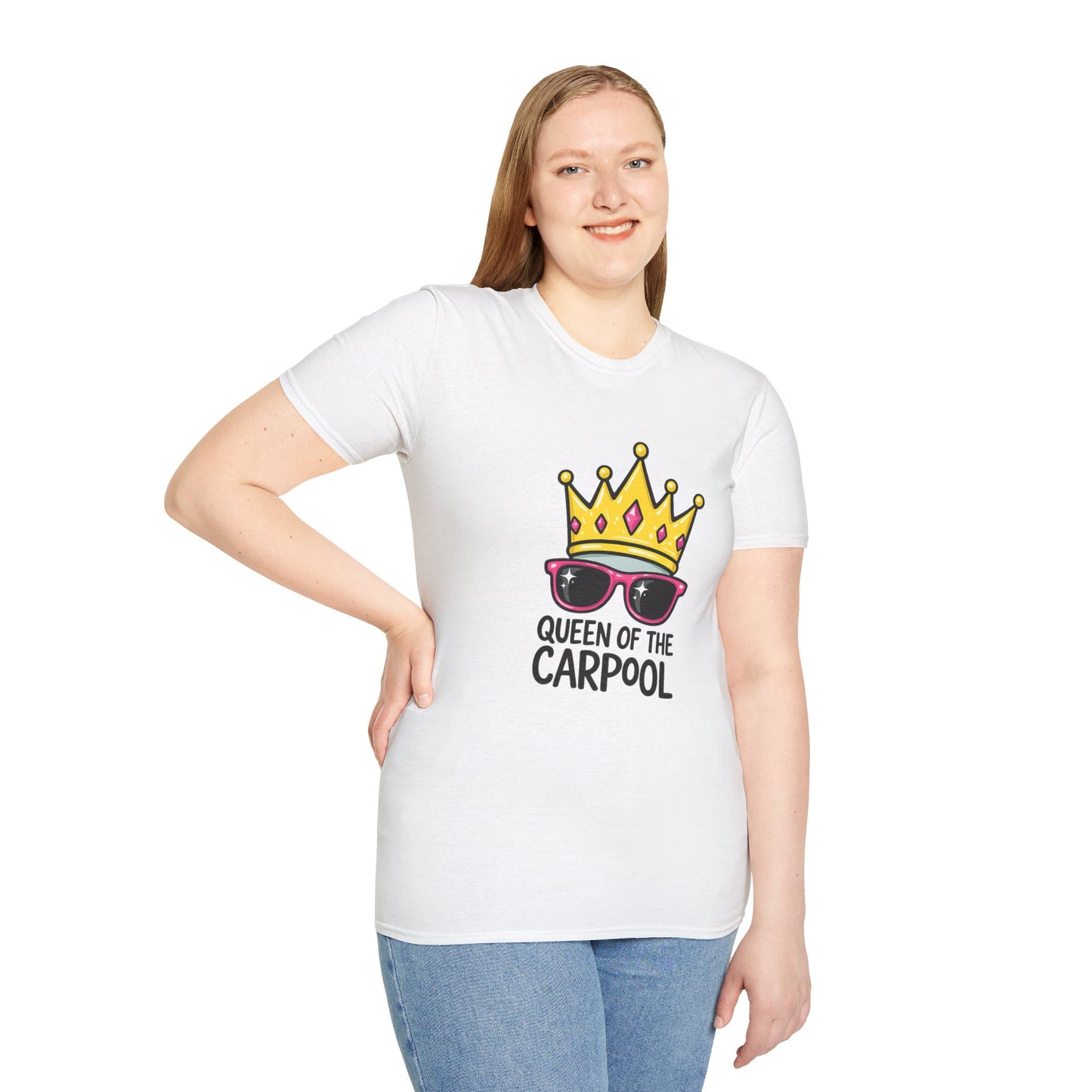 Queen of the Carpool T-Shirt – Funny Mom Crown & Sunglasses Tee