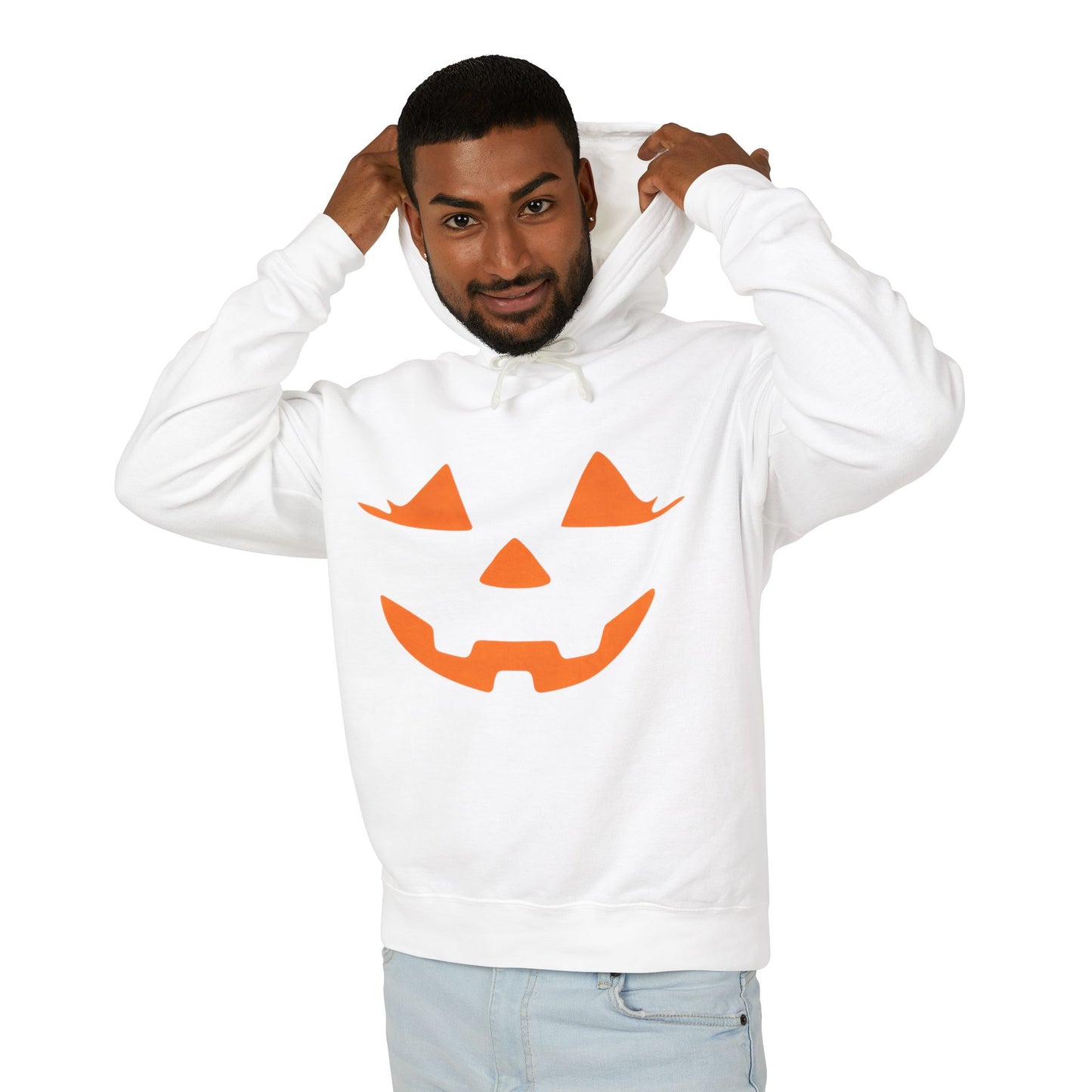 Halloween Pumpkin Hoodie | Lightweight Sweatshirt for Fall | Unisex Hooded Top | Perfect for Halloween Parties | Autumn Celebrations