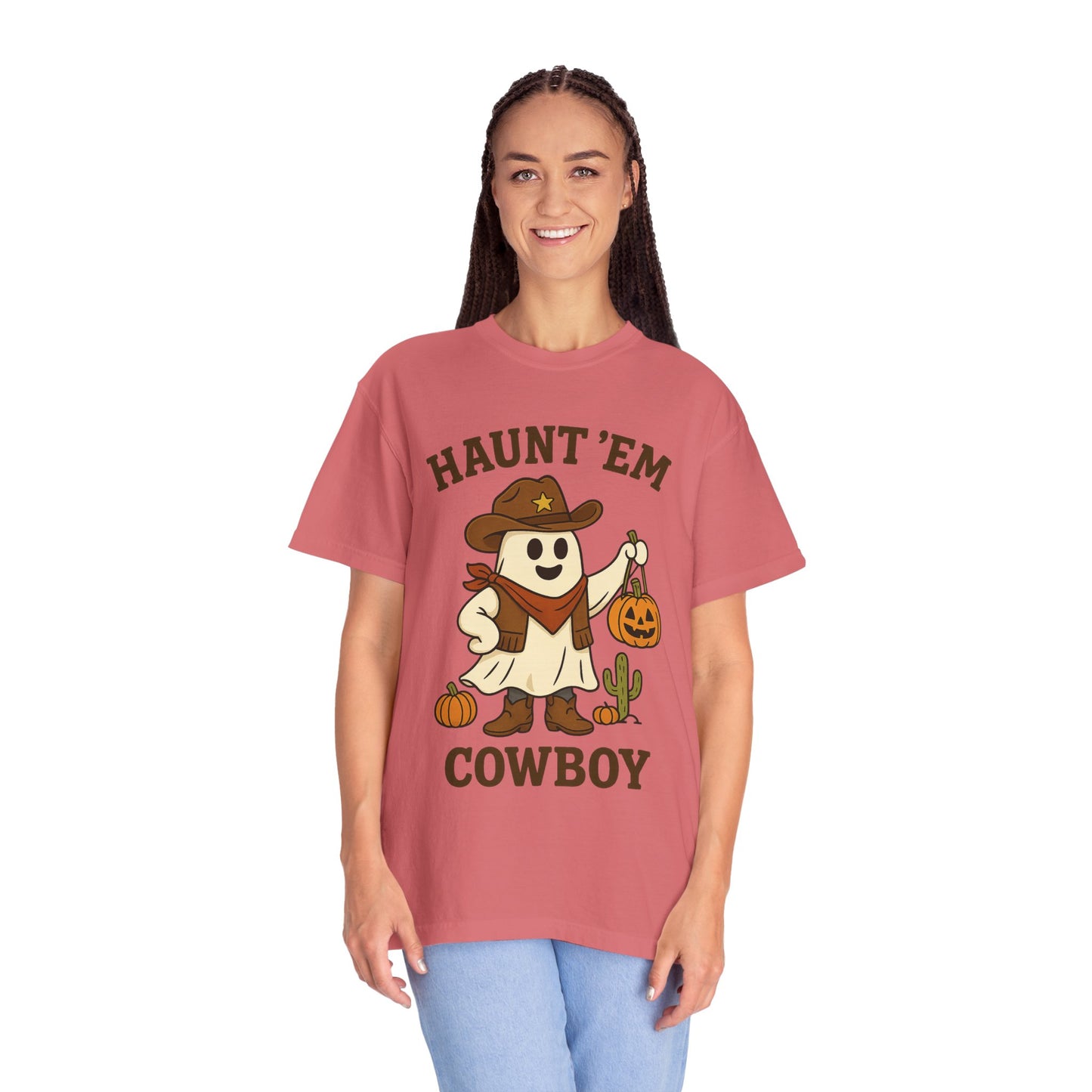 Halloween Cowboy T-Shirt, Unisex Tee, Fall Outfit, Festive Apparel, Pumpkin Costume, Haunt 'Em