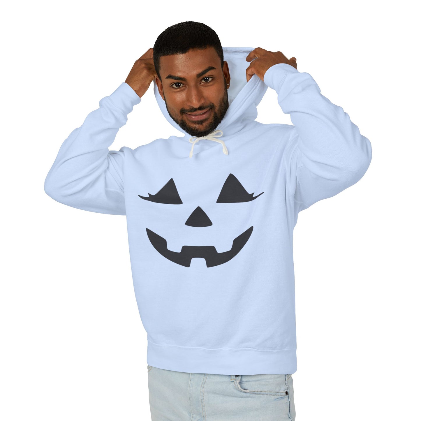 Halloween Pumpkin Hoodie | Lightweight Sweatshirt for Fall | Unisex Hooded Top | Perfect for Halloween Parties | Autumn Celebrations