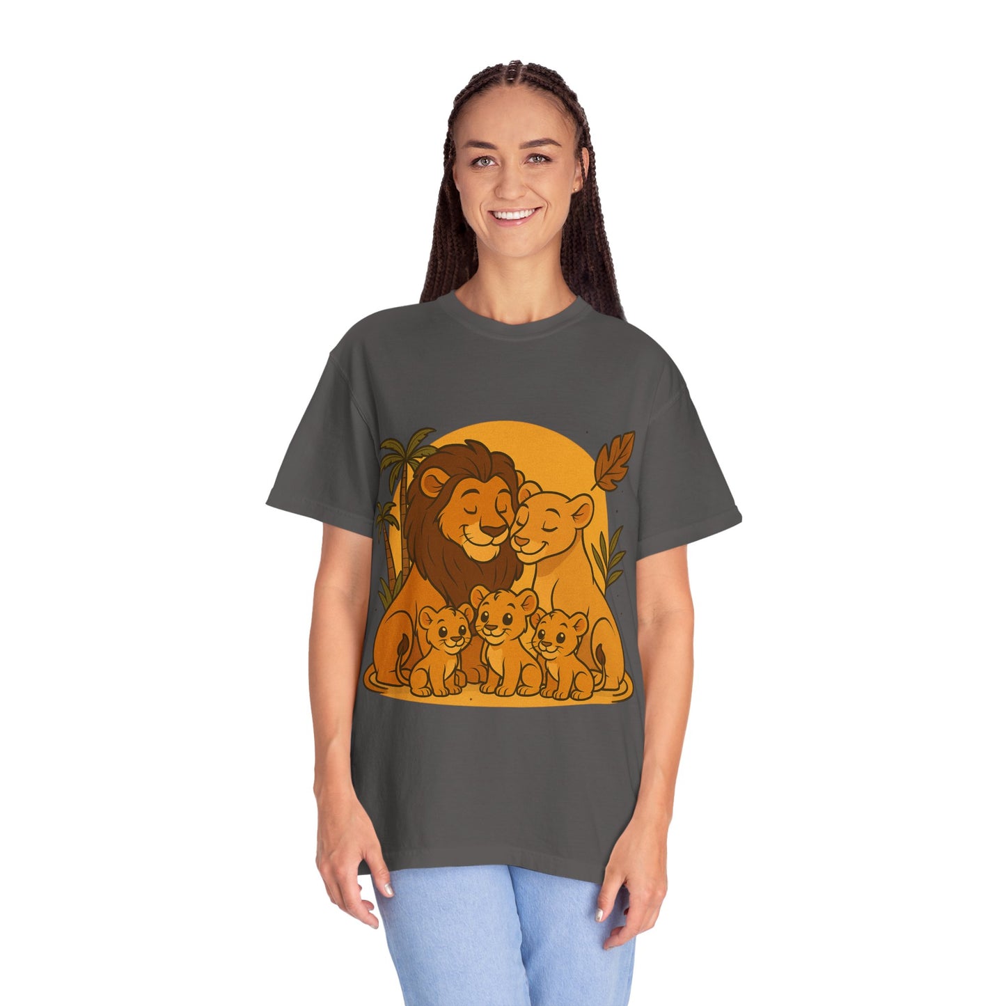Lion Family T-Shirt – Mom, Dad & 3 Cub | Lion Pride Family Design | Mufasa| Cute Safari Jungle Tee