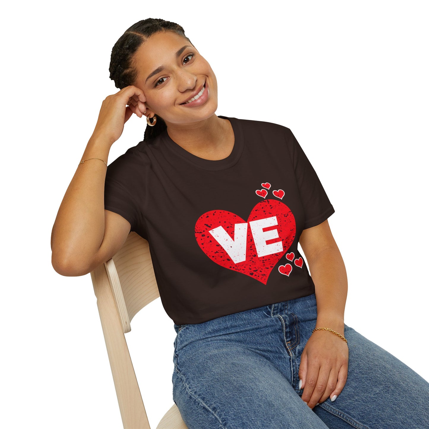 Love Heart T-Shirt — "VE" Red Heart Valentine Tee