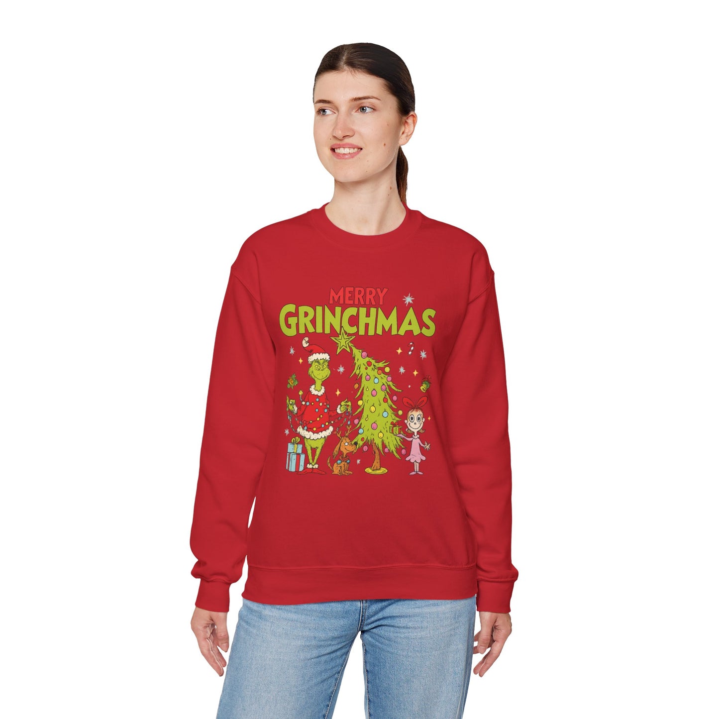 Merry Grinchmas Sweatshirt – Cute Grinch Christmas Tree Holiday Sweater