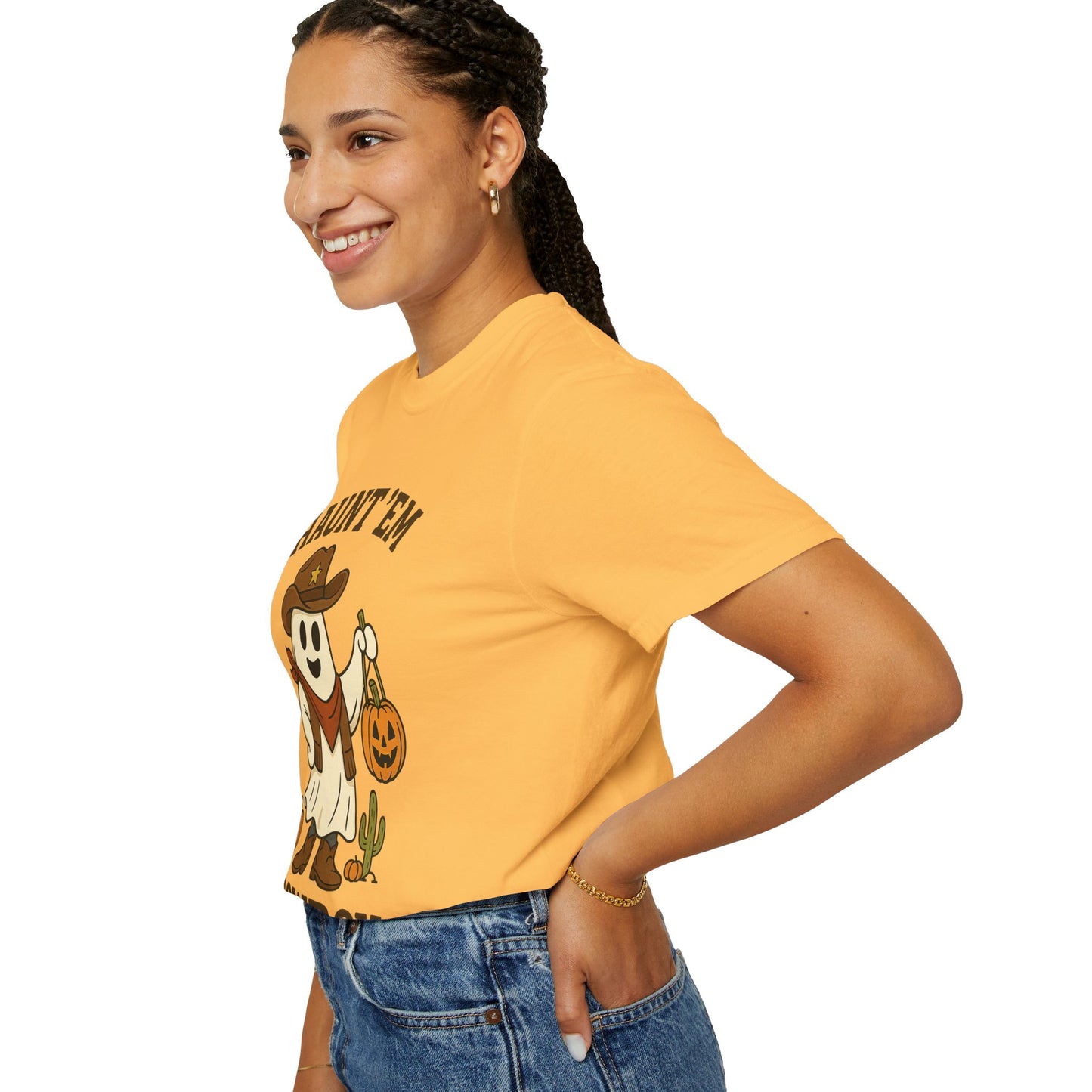 Halloween Cowboy T-Shirt, Unisex Tee, Fall Outfit, Festive Apparel, Pumpkin Costume, Haunt 'Em