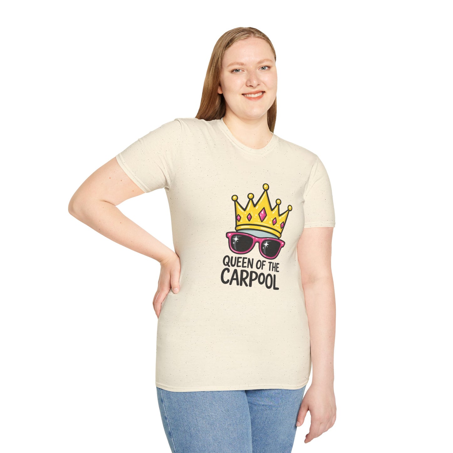 Queen of the Carpool T-Shirt – Funny Mom Crown & Sunglasses Tee