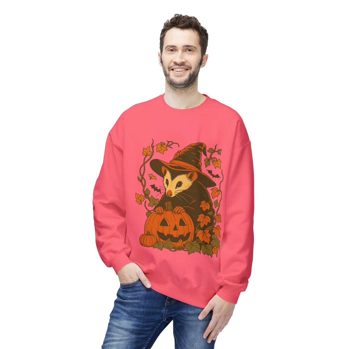 Opossum Halloween Fleece Sweatshirt | Cute Spooky Season Goblincore Sweater