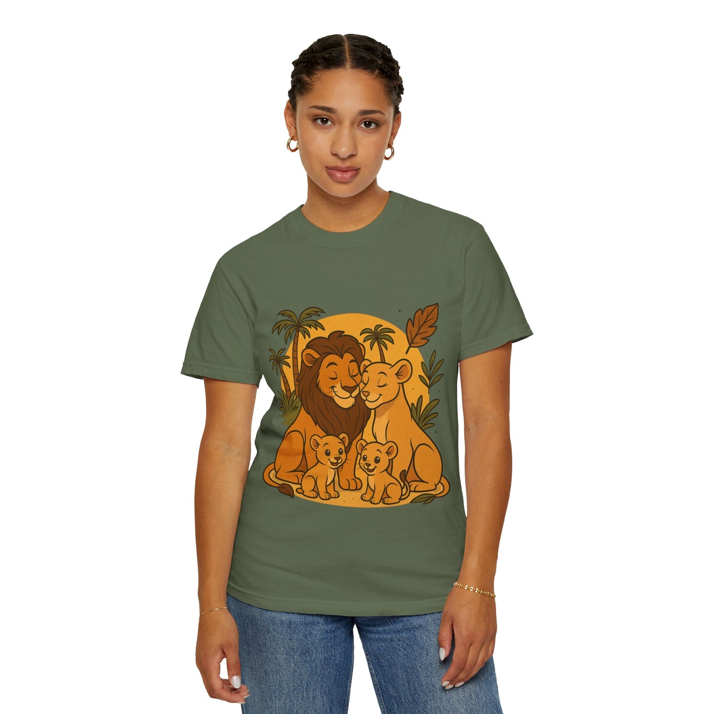 Lion Family T-Shirt – Mom, Dad & 2 Cub | Lion Pride Family Design | Mufasa| Cute Safari Jungle Tee