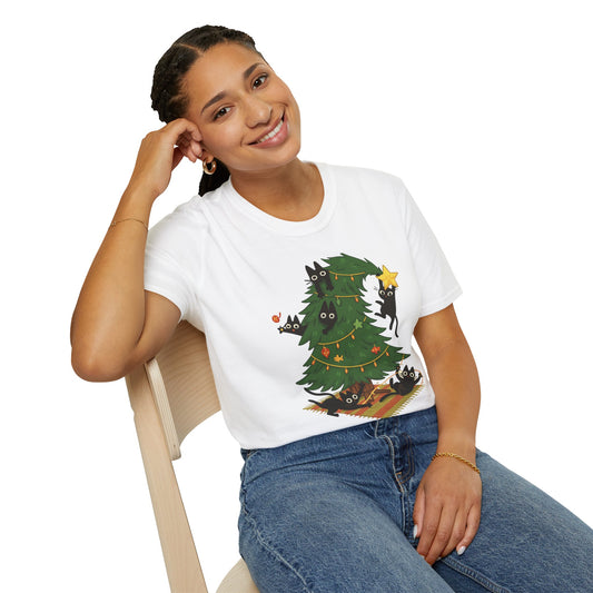 Cat Lover Christmas Shirt – Cute Cat & Christmas Tree Holiday Tee