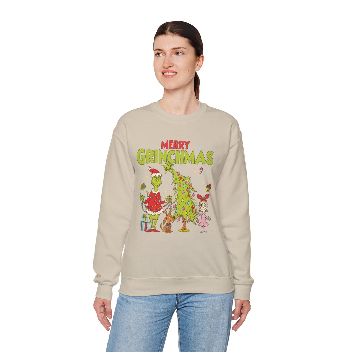Merry Grinchmas Sweatshirt – Cute Grinch Christmas Tree Holiday Sweater