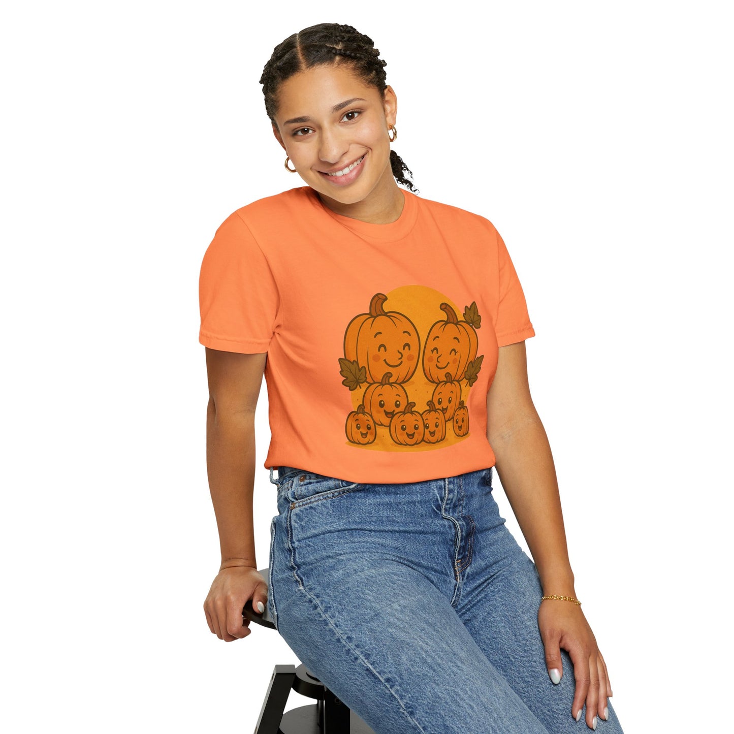 Cute Pumpkin Family T-Shirt with Six Baby Pumpkins – Fall Harvest Graphic Tee, Autumn Thanksgiving Shirt