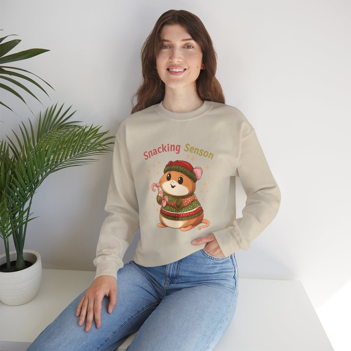 Snacking Season Hamster Christmas Sweatshirt Cute Holiday