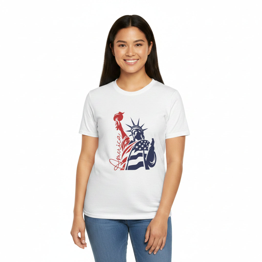 Liberty Statue Tee | Patriotic USA Flag Graphic T-Shirt