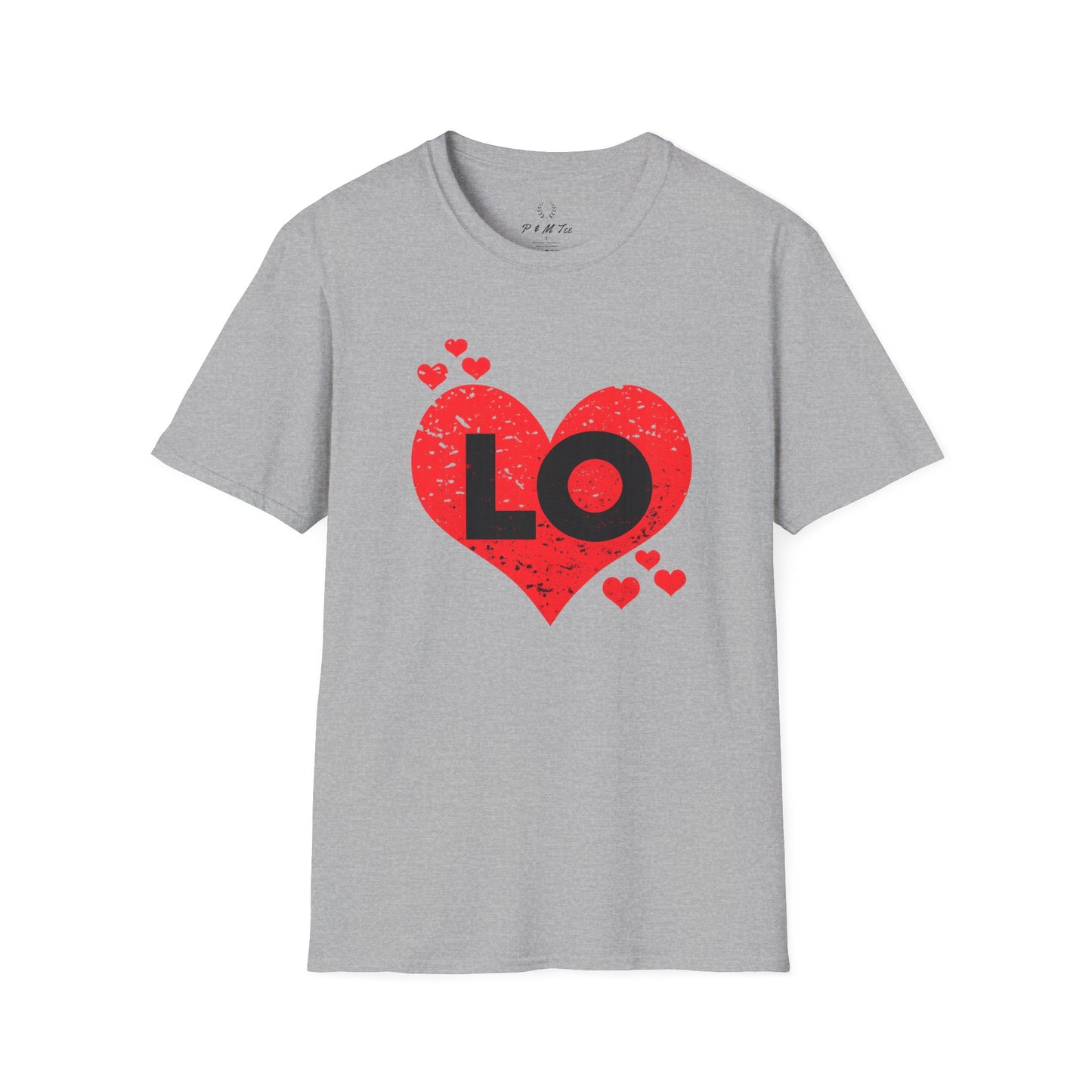 Love Heart T‑Shirt — Red Heart “LO” Graphic Tee for Valentine’s & Couples