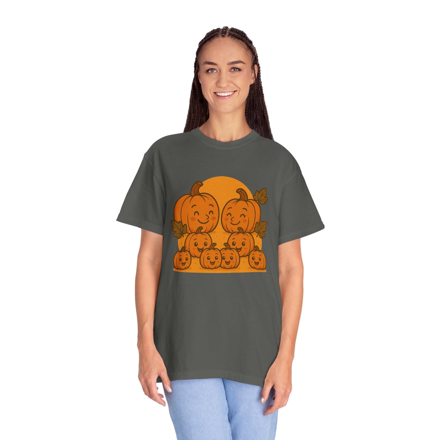 Cute Pumpkin Family T-Shirt with Six Baby Pumpkins – Fall Harvest Graphic Tee, Autumn Thanksgiving Shirt