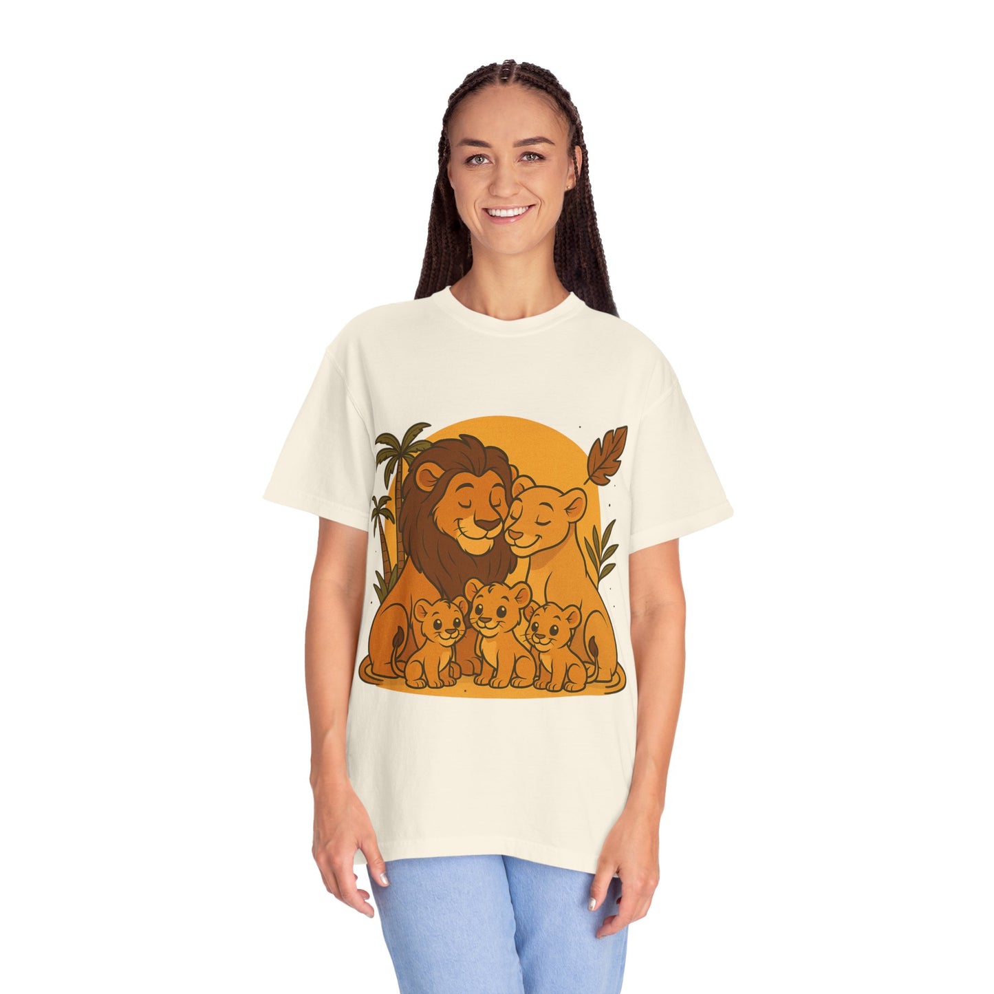 Lion Family T-Shirt – Mom, Dad & 3 Cub | Lion Pride Family Design | Mufasa| Cute Safari Jungle Tee