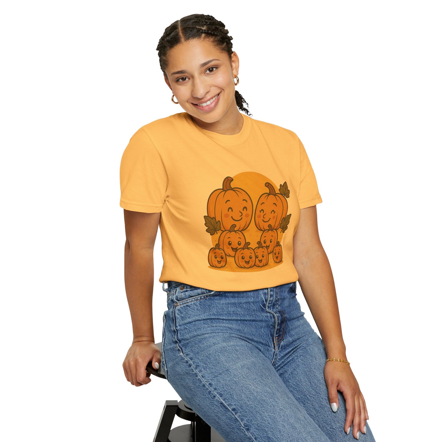 Cute Pumpkin Family T-Shirt with Six Baby Pumpkins – Fall Harvest Graphic Tee, Autumn Thanksgiving Shirt