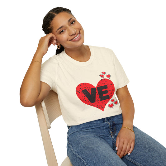 Love Heart T-Shirt — "VE" Red Heart Valentine Tee