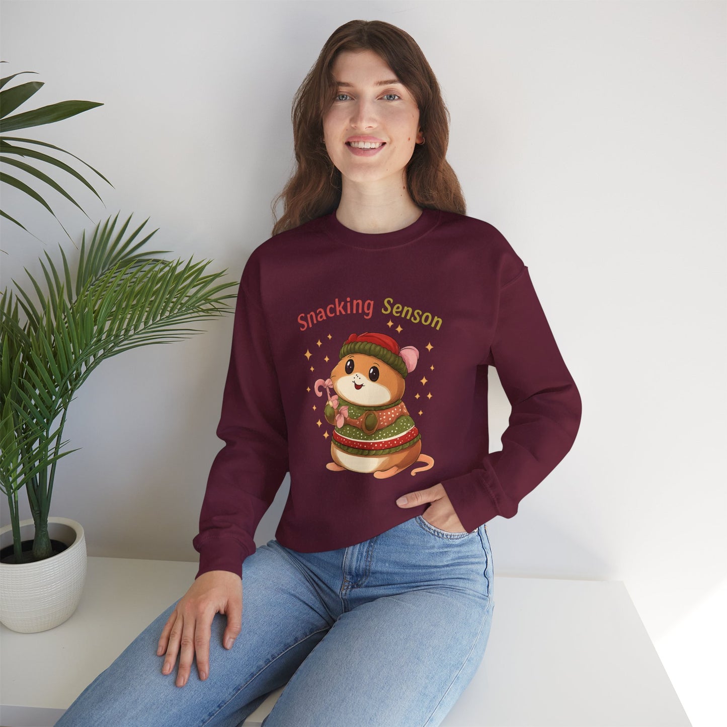 Snacking Season Hamster Christmas Sweatshirt Cute Holiday
