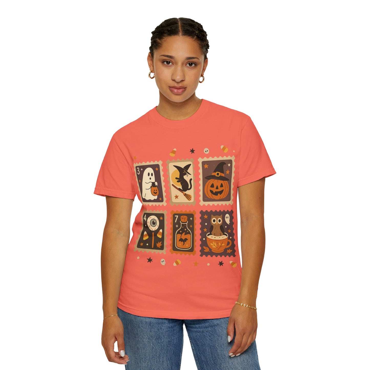 Spooky Ghost & Pumpkin Halloween T-Shirt, Comfort Colors Retro Tee, Fall Outfit Costume Gift, Women's Men's Kids, Pumpkin Season Shirt, Cute